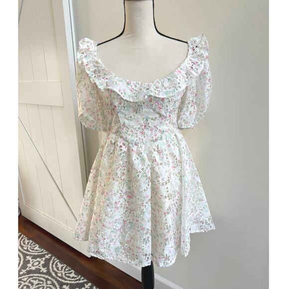 For Love & Lemons NWT Magnolia Pastel Floral Taffeta Mini Dress size XS - Picture 6 of 12